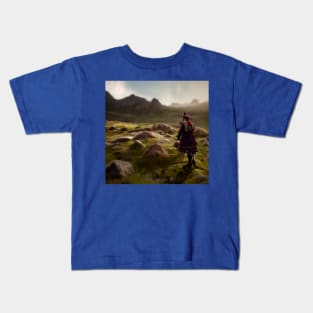 Scottish Highlander in Clan Tartan Kids T-Shirt